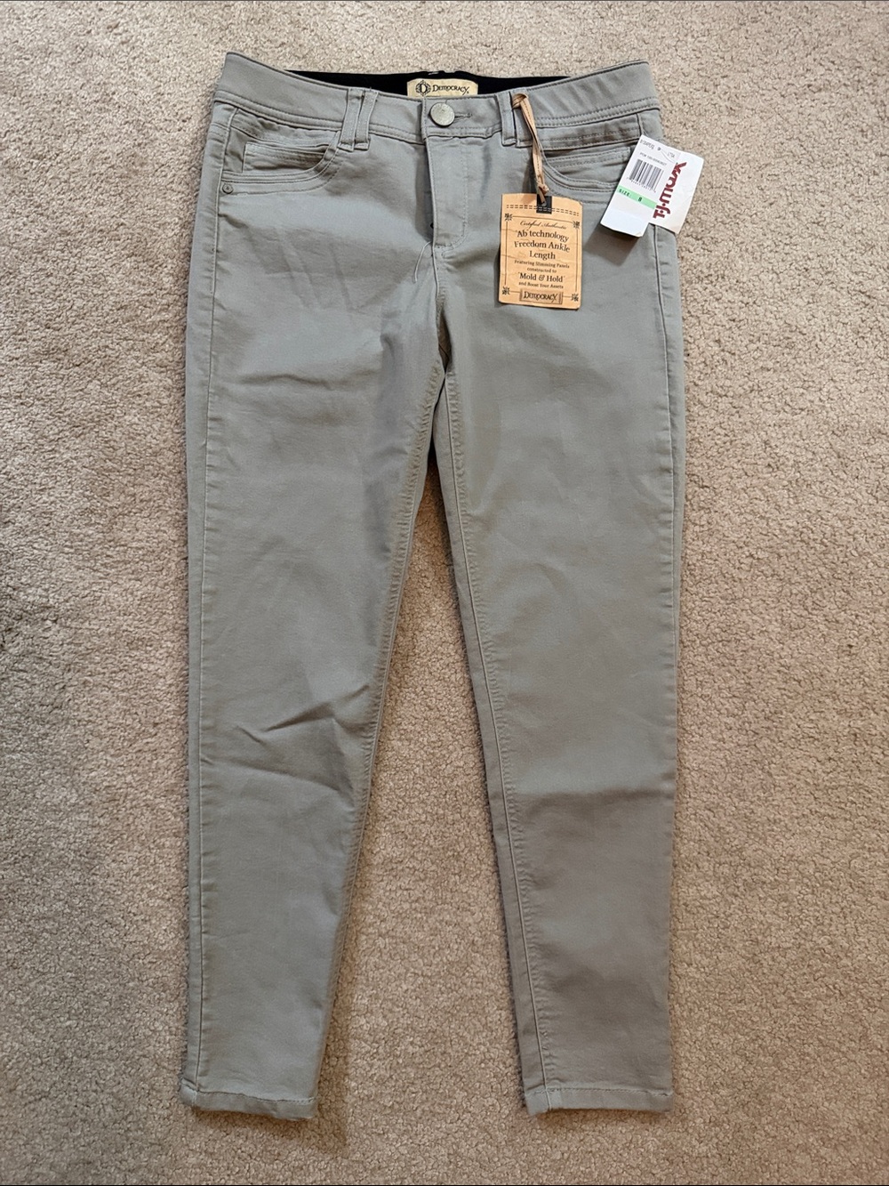 NWT Democracy Olive Gray Skinny Ankle Pants size 8